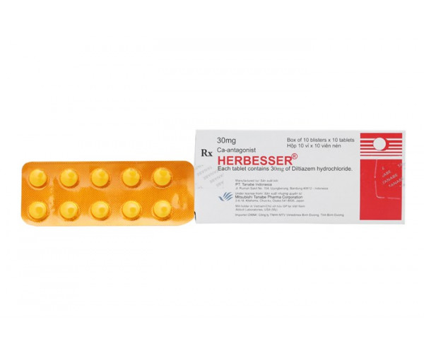 Thuốc trị đau thắt ngực Herbesser 30mg (10 vỉ x 10 viên/hộp)