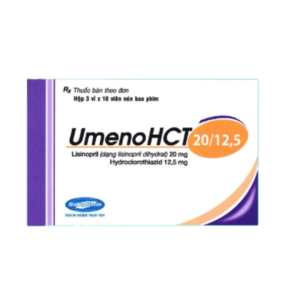 Thuốc trị tăng huyết áp UmenoHCT 20/12.5 (3 vỉ x 10 viên/hộp)
