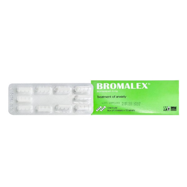 Thuốc điều trị trầm cảm Bromalex 6mg (3 vỉ x 10 viên/hộp)