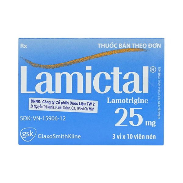 Thuốc trị bệnh động kinh, rối loạn lưỡng cực Lamictal 25mg (3 vỉ x 10 viên/hộp)