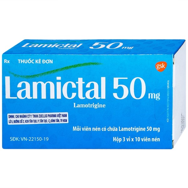 Thuốc trị động kinh, rối loạn lưỡng cực Lamictal 50mg (3 vỉ x 10 viên/hộp)