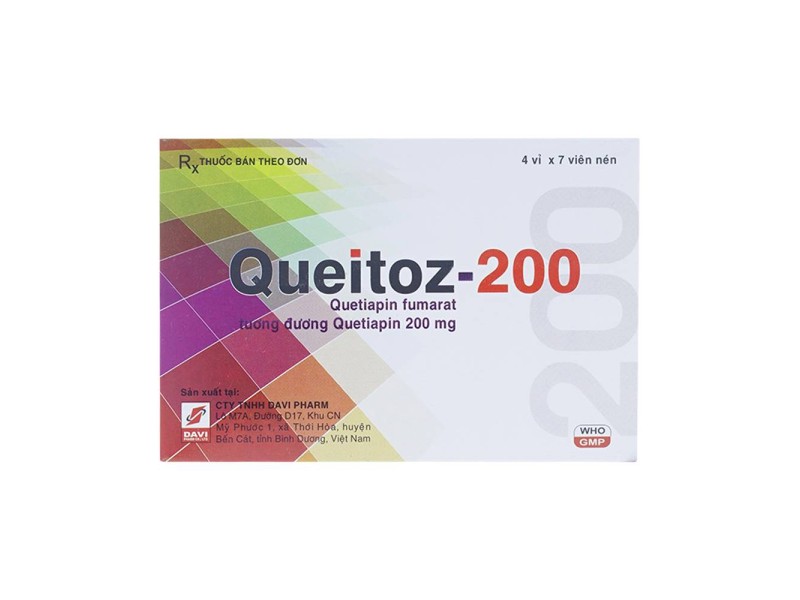 Thuốc điều trị tâm thần phân liệt Queitoz-200 (4 vỉ x 7 viên/hộp)