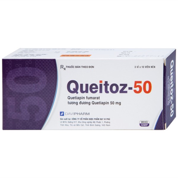 Thuốc điều trị tâm thần phân liệt Queitoz-50 (3 vỉ x 10 viên/hộp)