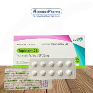 Thuốc trị động kinh, đau nửa đầu Topinam 25mg (10 vỉ x 10 viên/hộp)