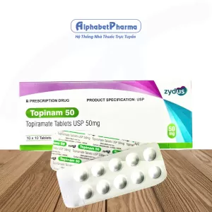 Thuốc trị động kinh, đau nửa đầu Topinam 50mg (10 vỉ x 10 viên/hộp)