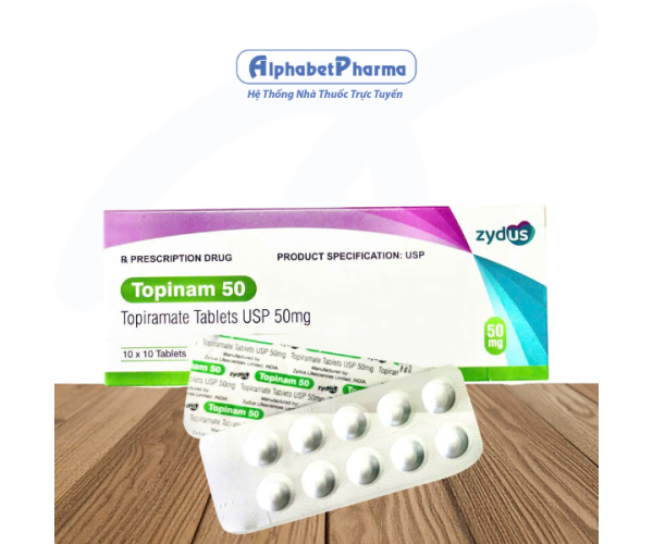 Thuốc trị động kinh, đau nửa đầu Topinam 50mg (10 vỉ x 10 viên/hộp)