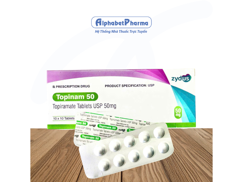 Thuốc trị động kinh, đau nửa đầu Topinam 50mg (10 vỉ x 10 viên/hộp)