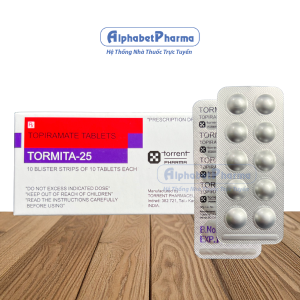 Thuốc trị động kinh, đau nửa đầu Tormita 25mg (10 vỉ x 10 viên/hộp)