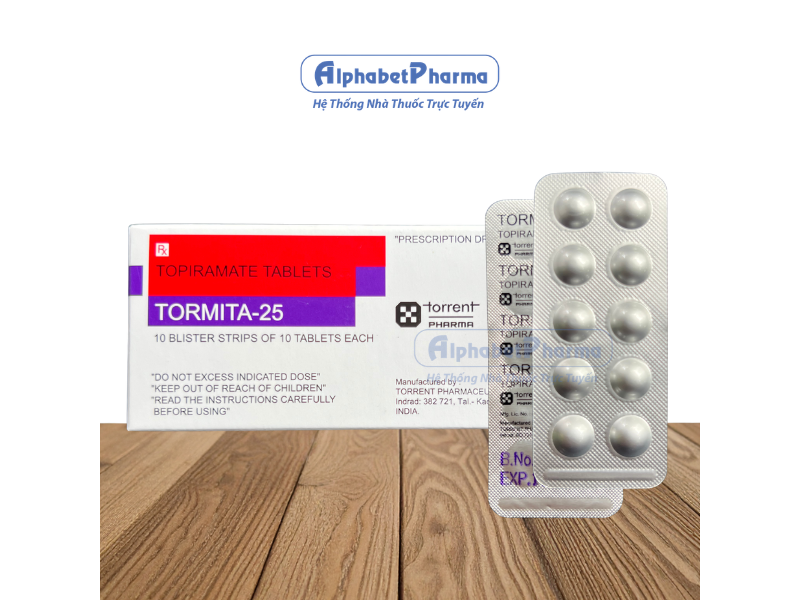 Thuốc trị động kinh, đau nửa đầu Tormita 25mg (10 vỉ x 10 viên/hộp)