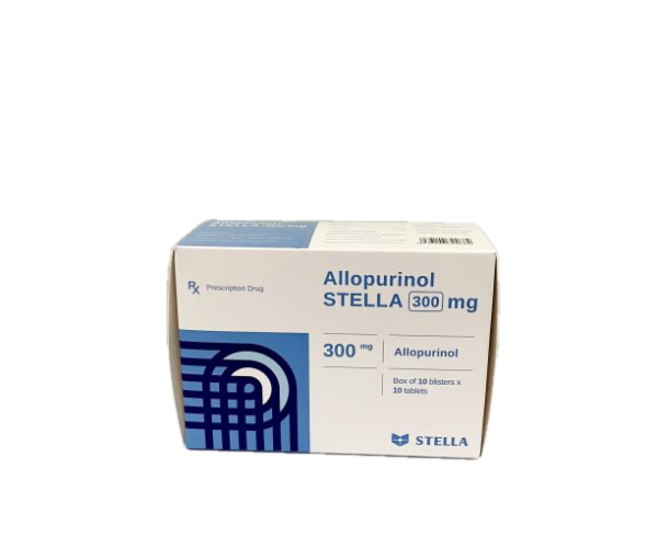 Thuốc trị gout Allopurinol Stella 300mg (10 vỉ x 10 viên/hộp)