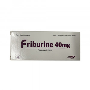 Thuốc trị gout Friburine 40mg (3 vỉ x 10 viên/hộp)