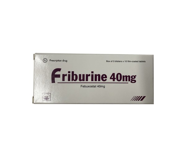 Thuốc trị gout Friburine 40mg (3 vỉ x 10 viên/hộp)