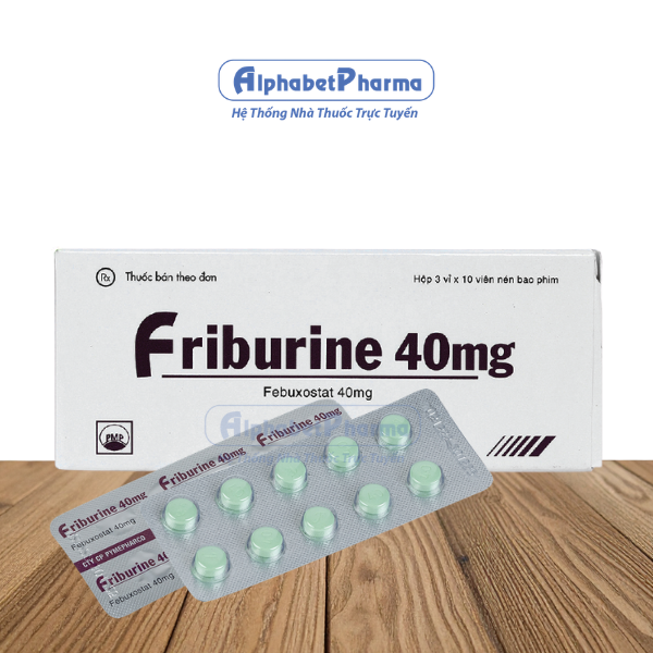 Thuốc trị gout Friburine 40mg (3 vỉ x 10 viên/hộp)