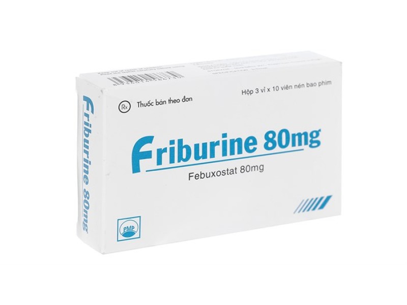 Thuốc trị gout Friburine 80mg (3 vỉ x 10 viên/hộp)
