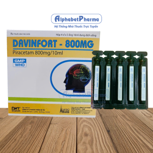 Thuốc điều trị suy giảm trí nhớ Davinfort 800mg (4 vỉ x 5 ống/hộp)