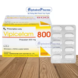 Thuốc điều trị suy giảm trí nhớ Vipicetam 800mg (10 vỉ x 10 viên/hộp)