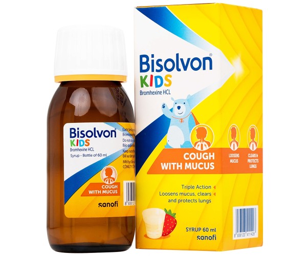 Thuốc trị ho long đờm Bisolvon kids syrup (60ml)