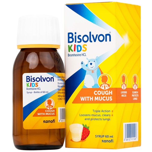 Thuốc trị ho long đờm Bisolvon kids syrup (60ml)