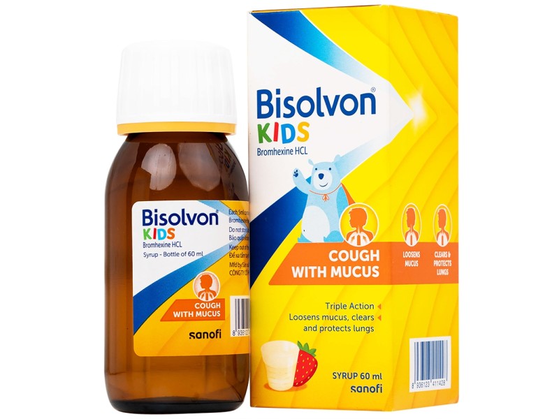 Thuốc trị ho long đờm Bisolvon kids syrup (60ml)