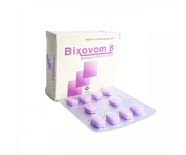 Thuốc điều trị làm tan đàm trong viên phế quản mãn tính Bixovom 8mg (3 vỉ x 10 viên/hộp)