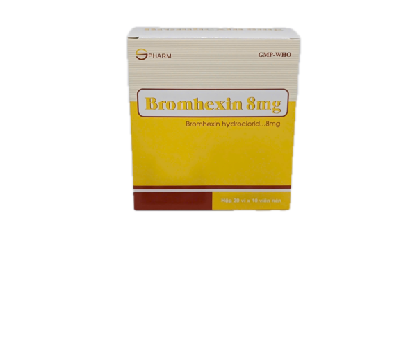 Thuốc điều trị làm tan đàm trong viên phế quản mãn tính Bromhexin 8mg S.Pharm (20 vỉ x 10 viên/hộp)