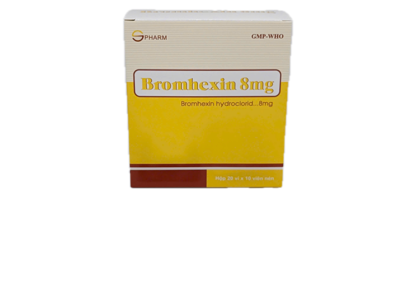 Thuốc điều trị làm tan đàm trong viên phế quản mãn tính Bromhexin 8mg S.Pharm (20 vỉ x 10 viên/hộp)