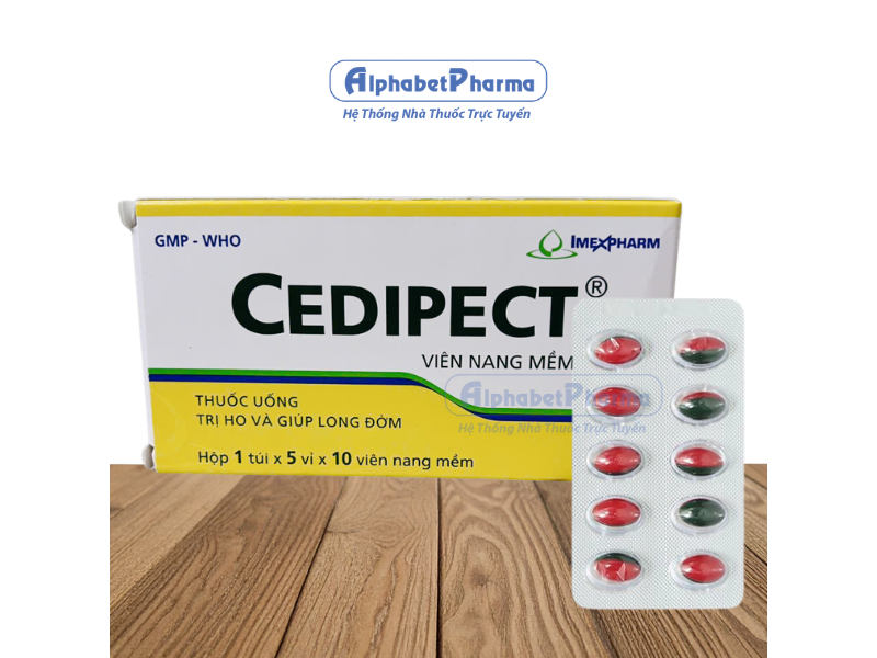 Thuốc giảm triệu chứng ho khan, long đàm Cedipect IMP (5 vỉ x 10 viên/hộp)