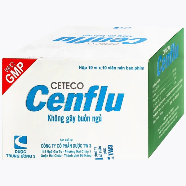 Thuốc trị các triệu chứng cảm cúm Ceteco Cenflu (10 vỉ x 10 viên/hộp)