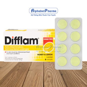 Viên ngậm hỗ trợ điều trị đau họng Difflam vị chanh (8 viên/hộp)