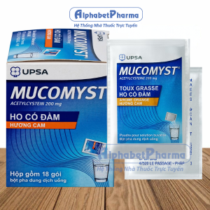 Thuốc điều trị ho, long đàm Mucomyst 200mg (18 gói/hộp)