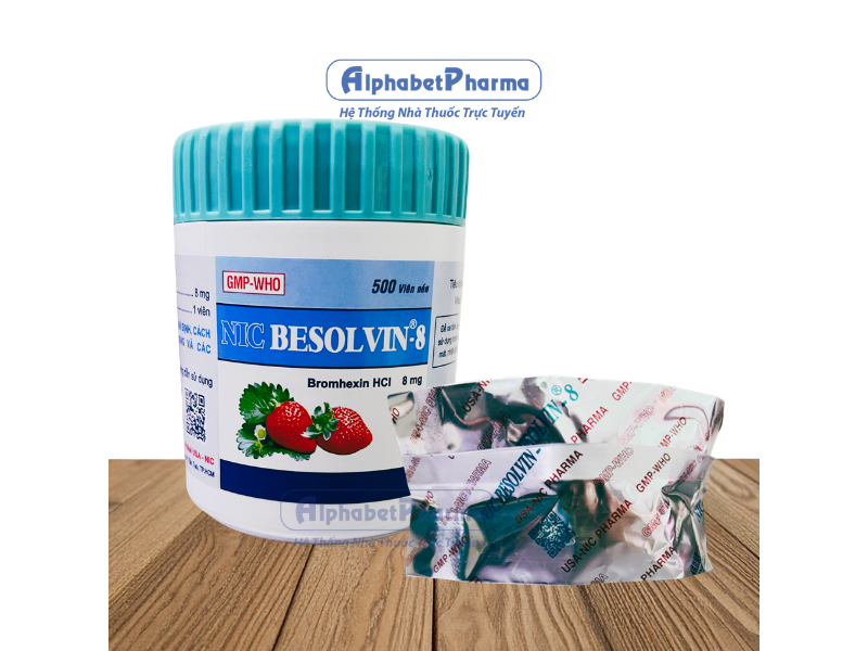Thuốc điều trị làm tan đàm trong viên phế quản mãn tính Nic Besolvin 8 (500 viên/chai)