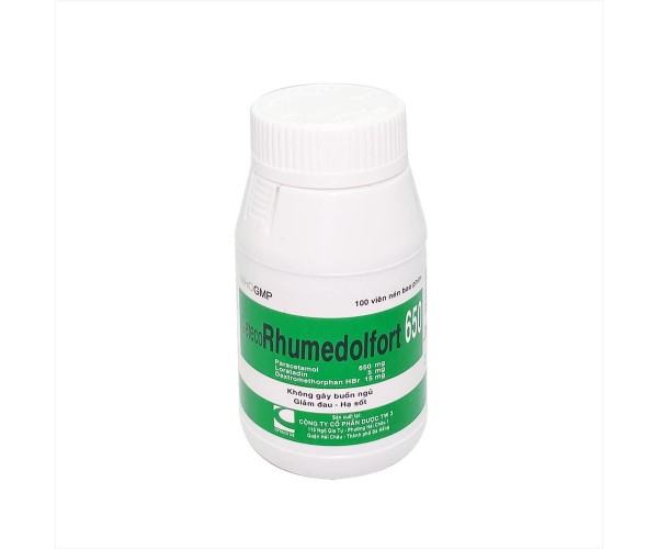 Thuốc trị cảm cúm Ceteco Rhumedolfort 650 (100 viên/chai)