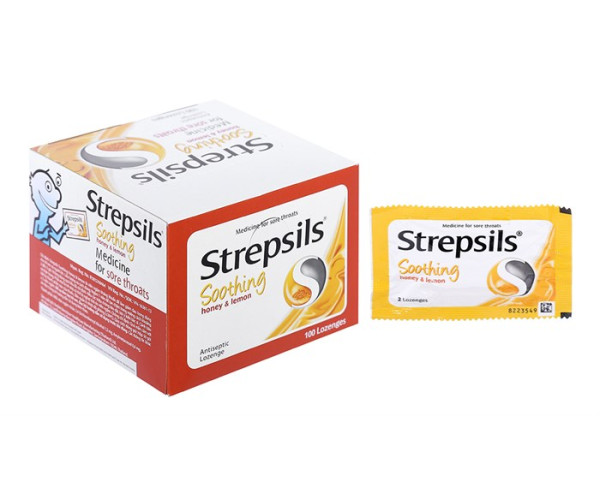 Viên ngậm kháng khuẩn, giảm ho Strepsils Soothing Honey & Lemon (50 gói x 2 viên/hộp)