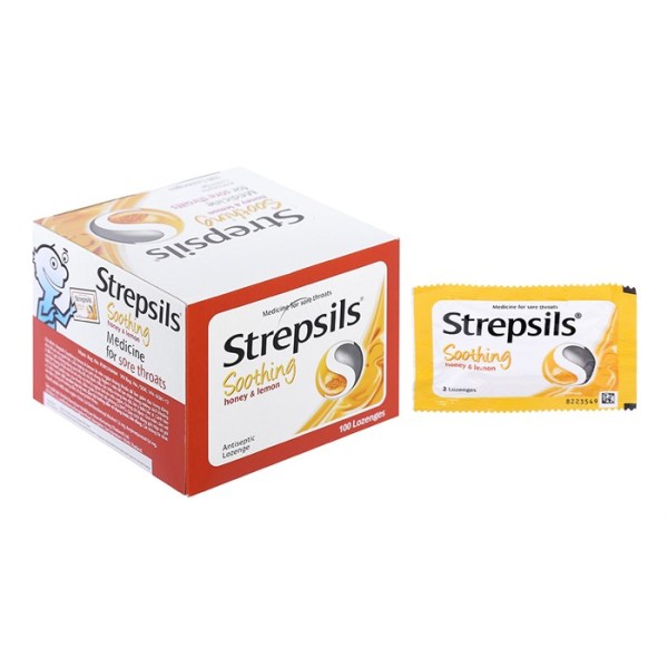 Viên ngậm kháng khuẩn, giảm ho Strepsils Soothing Honey & Lemon (50 gói x 2 viên/hộp)