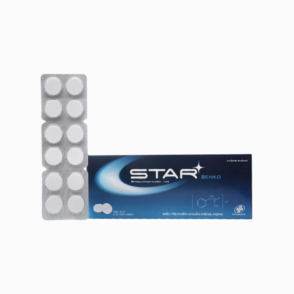 Viên ngậm trị nhiễm khuẩn miệng, họng Star Benko