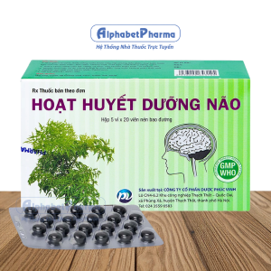 Thuốc bổ thần kinh phòng và điều trị các bệnh giảm trí nhớ Hoạt Huyết Dưỡng Não PV (5 vỉ x 20 viên bao đường/hộp)