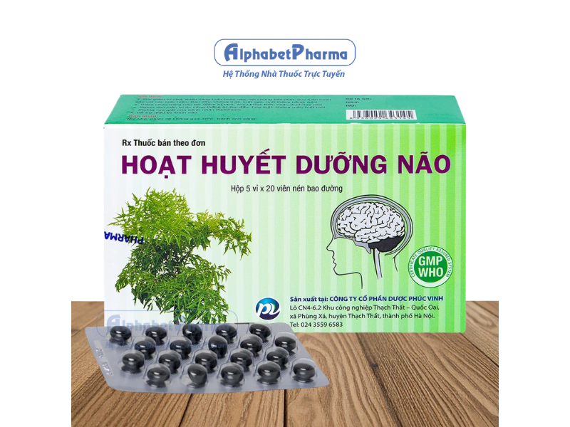 Thuốc bổ thần kinh phòng và điều trị các bệnh giảm trí nhớ Hoạt Huyết Dưỡng Não PV (5 vỉ x 20 viên bao đường/hộp)