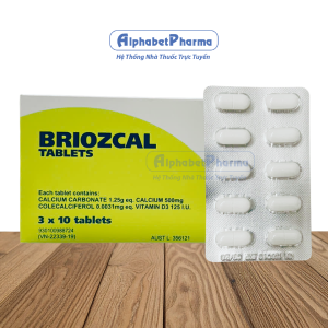 Thuốc phòng và trị loãng xương, bổ sung canxi Briozcal (3 vỉ x 10 viên/hộp)