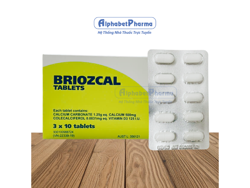 Thuốc phòng và trị loãng xương, bổ sung canxi Briozcal (3 vỉ x 10 viên/hộp)