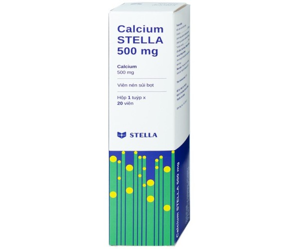 Viên sủi hỗ trợ điều trị loãng xương Calcium Stella 500mg (20 viên/tube)