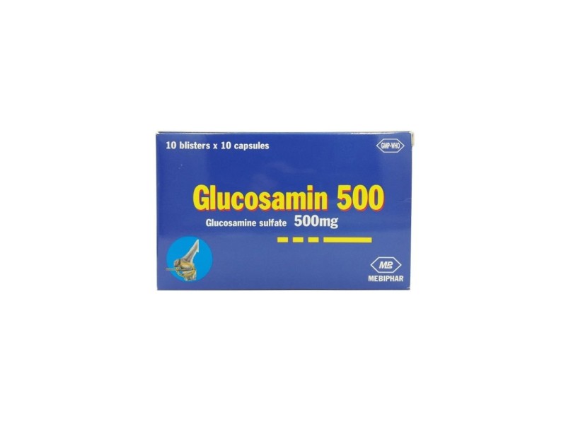 Thuốc trị thoái hóa xương khớp  Glucosamin 500mg Mebiphar (10 vỉ x 10 viên/hộp)