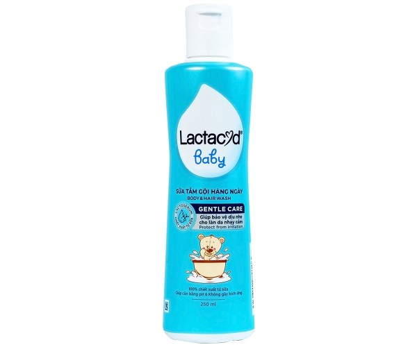 Dung dịch tắm cho trẻ em hỗ trợ điều trị rôm sảy Lactacyd Baby (250ml)