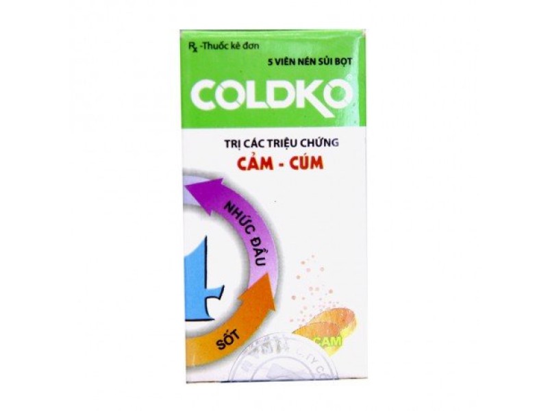 Viên sủi điều trị sốt, nhức đầu, cảm cúm Coldko (5 viên/tube)