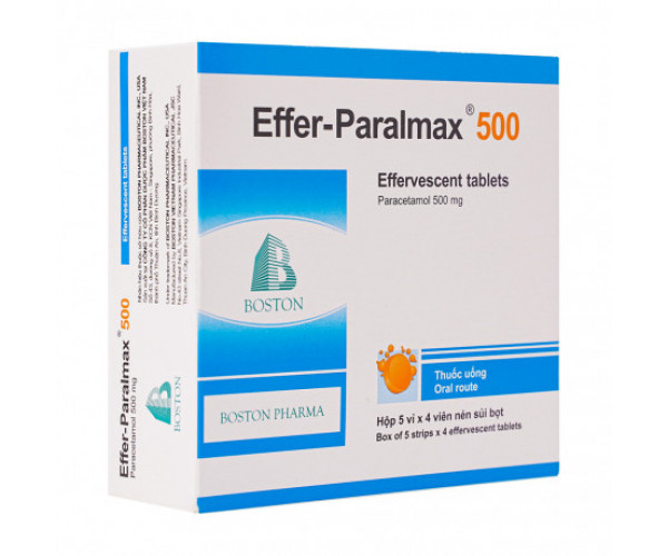 Viên sủi giảm đau, hạ sốt Effer-Paralmax 500 (5 vỉ x 4 viên/hộp)
