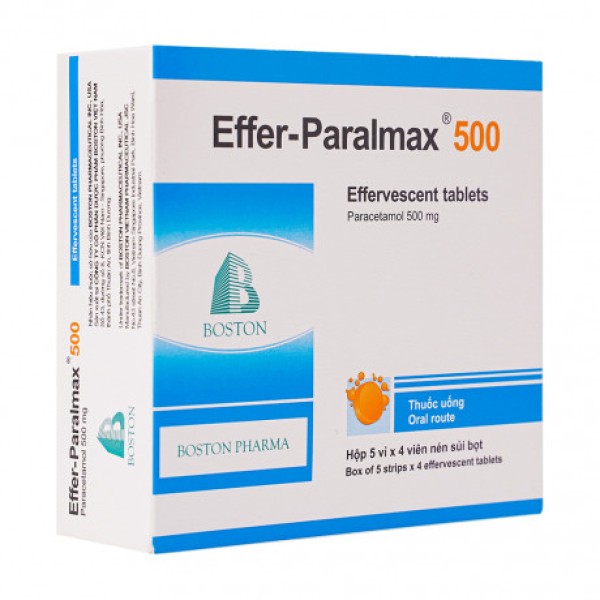Viên sủi giảm đau, hạ sốt Effer-Paralmax 500 (5 vỉ x 4 viên/hộp)