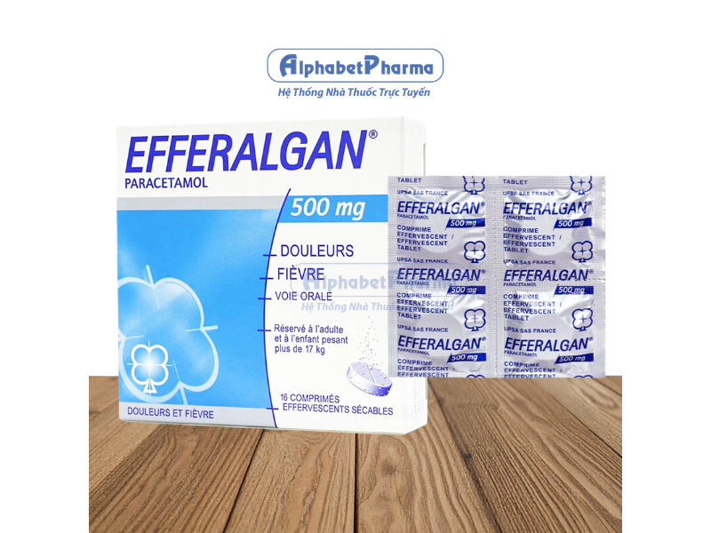 Viên sủi giảm đau, hạ sốt Efferalgan 500mg (4 vỉ x 4 viên/hộp)