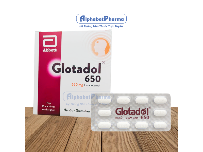 Thuốc giảm đau, hạ sốt Glotadol 650 (10 vỉ x 10 viên/hộp)