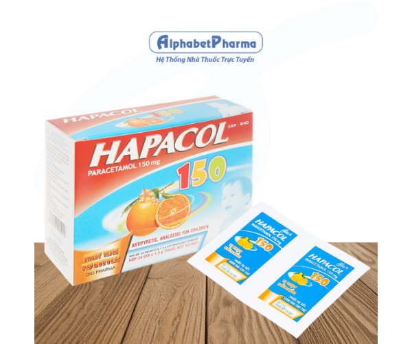 Thuốc giảm đau, hạ sốt hương cam cho trẻ Hapacol 150mg (24 gói/hộp)