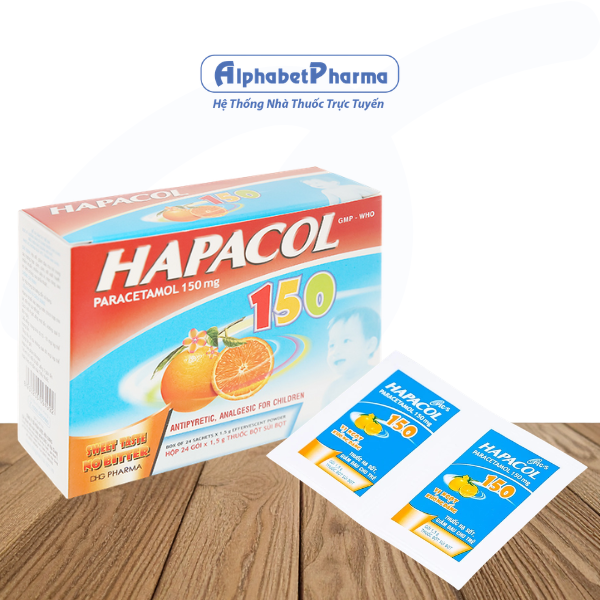 Thuốc giảm đau, hạ sốt hương cam cho trẻ Hapacol 150mg (24 gói/hộp)