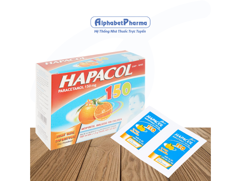 Thuốc giảm đau, hạ sốt hương cam cho trẻ Hapacol 150mg (24 gói/hộp)
